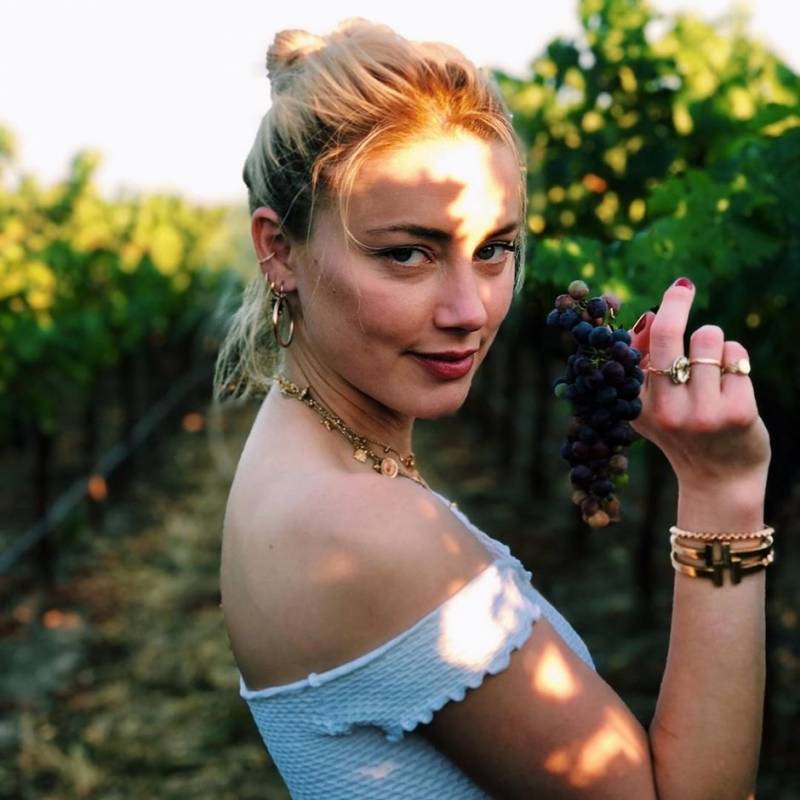 Эмбер Херд кокетливо позировала среди виноградников в Калифорнии